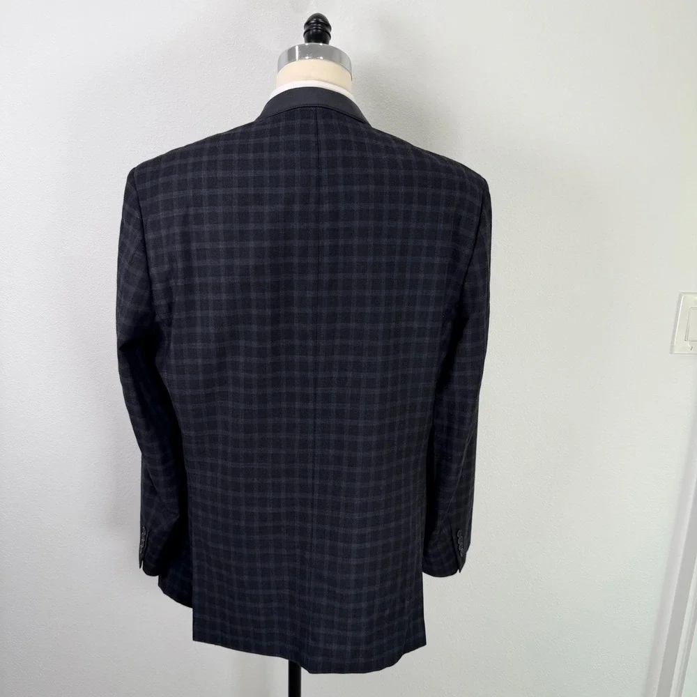Marc New York Andrew Marc Mens 48XL Wool Sport Coat Blazer Plaid Leather Trim